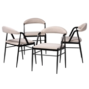 Baxton Studio Orrin Modern Industrial Beige Fabric and Metal 4-Piece Dining Chair Set